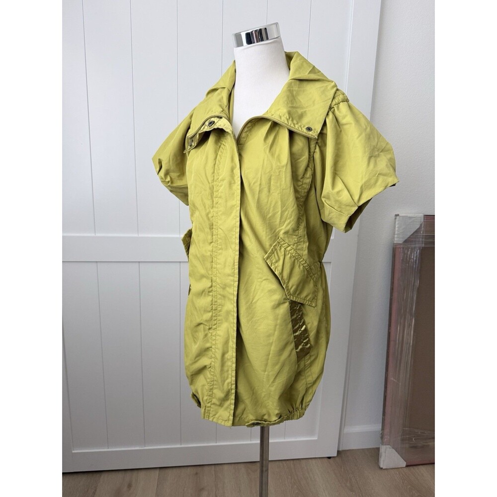 Warehouse Citron Technical Parka Jacket Puff Sleeve Gorpcore Chartreuse US 4 S